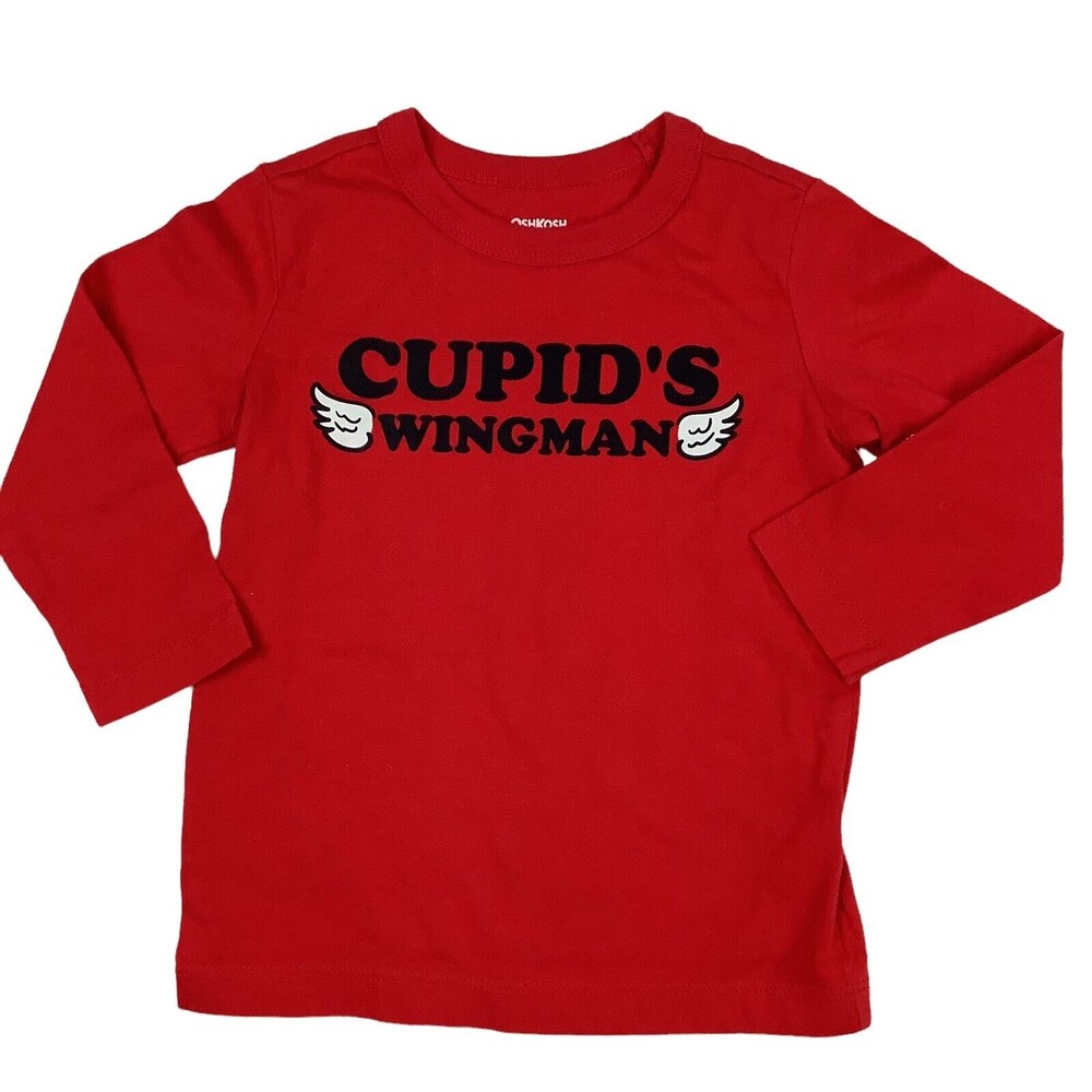 Oshkosh Baby Boy 9 - 12 Month Long Sleeve Shirt Red Valentines Cupid's Wingman